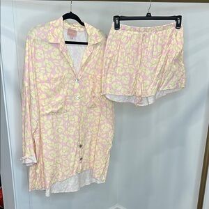 Show me your Mumu- Pink and yellow  Women's Short Set